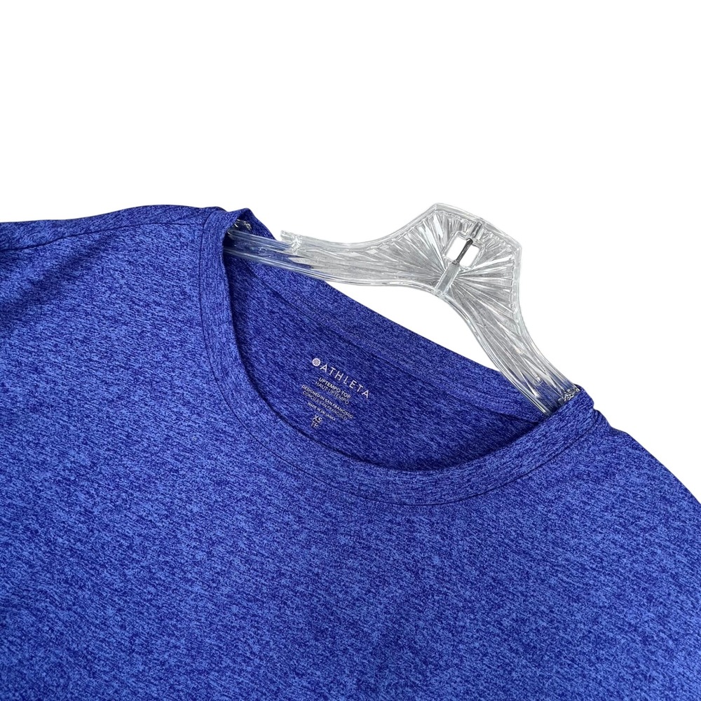 Athleta Uptempo Top Women XS Blue Heathered Long Sleeve Yoga Training 882383-06